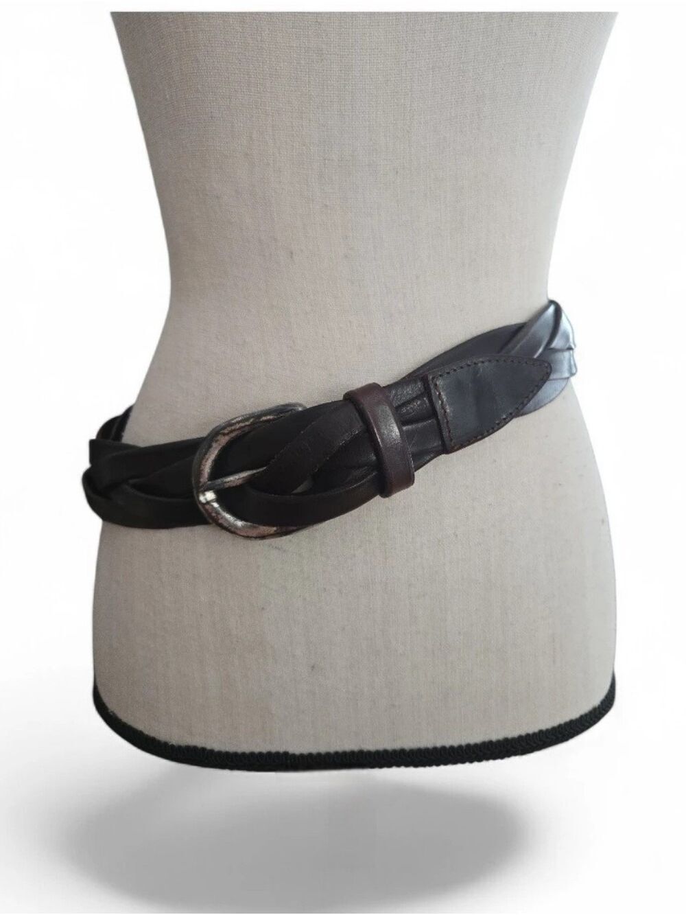 Banana Republic Braided Leather Belt Brown Distressed Buckle Size 30